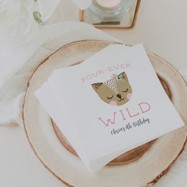 Fyra Vilder | Woodland Boho Barns födelsedag Party Pappersservett (Skapare uppladdad)