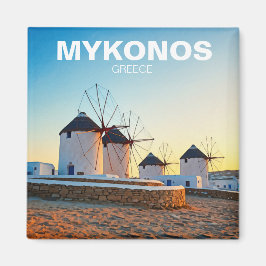 Fyra vindkraftverk i Mykonos Greece Cyclades Trave Magnet