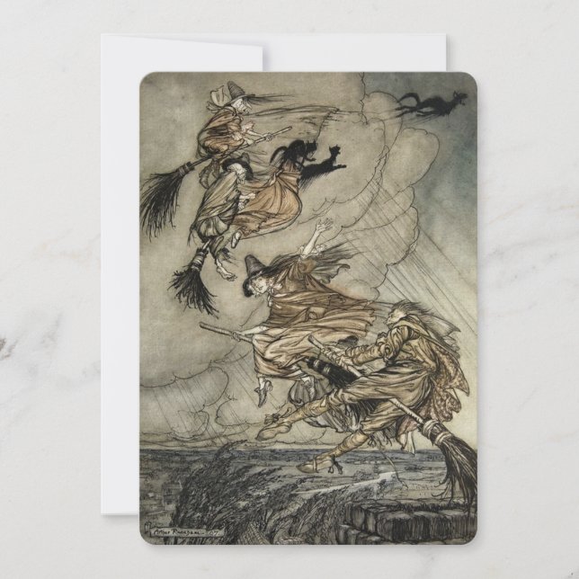 Fyra vittnar "Upp på Skorsten" av Arthur Rackam Inbjudningar (Framsida)