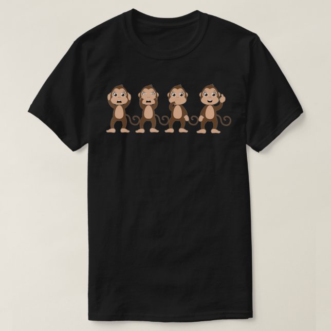 Fyra Wise-apor T Shirt (Design framsida)
