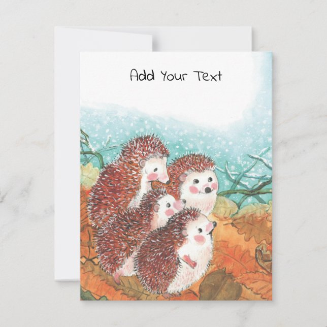 Fyra Young Hedgehogs Illustration Anteckningskort (Framsida)
