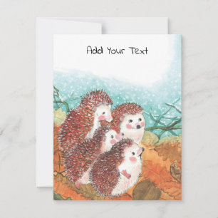 Fyra Young Hedgehogs Illustration Anteckningskort