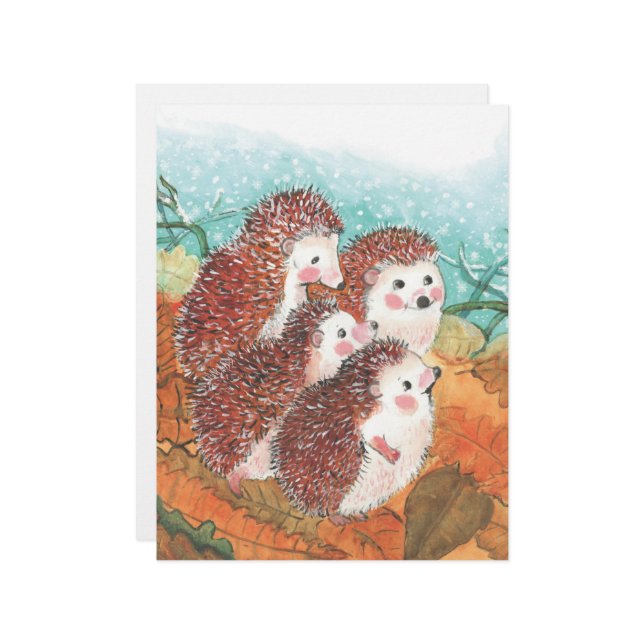 Fyra Young Hedgehogs Illustration Brevhuvud (Fram/Back In Situ)