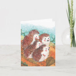 Fyra Young Hedgehogs Illustration Kort