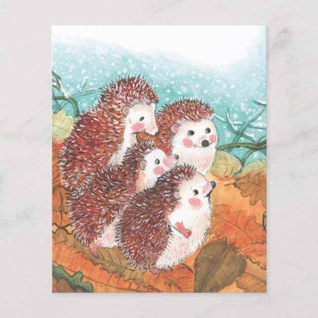 Fyra Young Hedgehogs Illustration Pappra Lakan (Framsida)