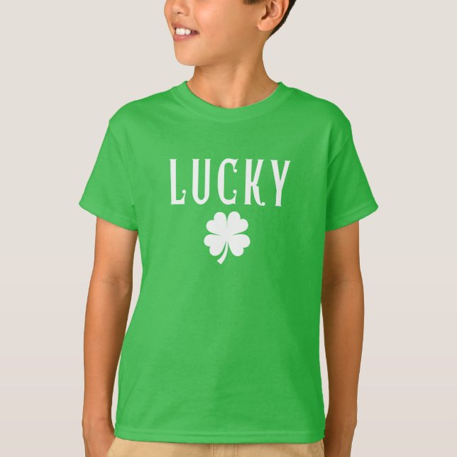 Fyraläbladig lyckoklöver St. Patricks Day T-shirt (Framsida)
