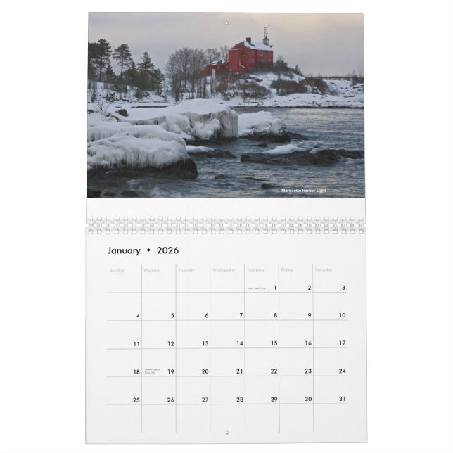 Fyrar av Great Lakes Kalender (Jan 2026)