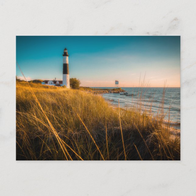 Fyrar | Big Sable fyr Ludington, MI Vykort (Framsida)