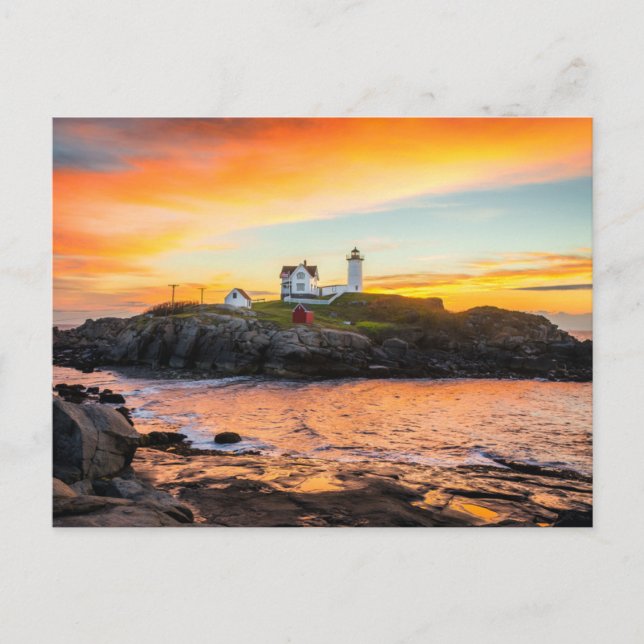 Fyrar | Nubble Lighthouse Maine Vykort (Framsida)