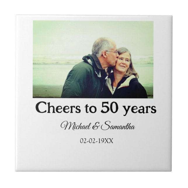 fyrar till 50 år efter att du fyller i fotodatum kakelplatta (Framsidan)