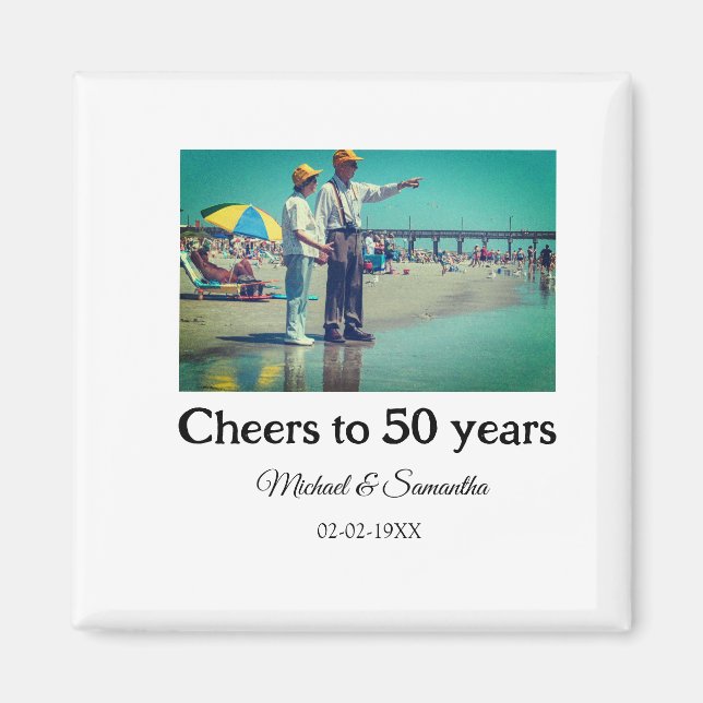 fyrar till 50 år efter att du fyller i fotodatum magnet (Framsidan)