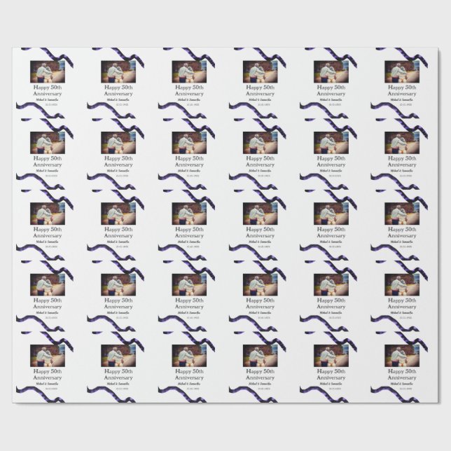 fyrar till 50 år efter att du fyller i fotodatum presentpapper (Platt)