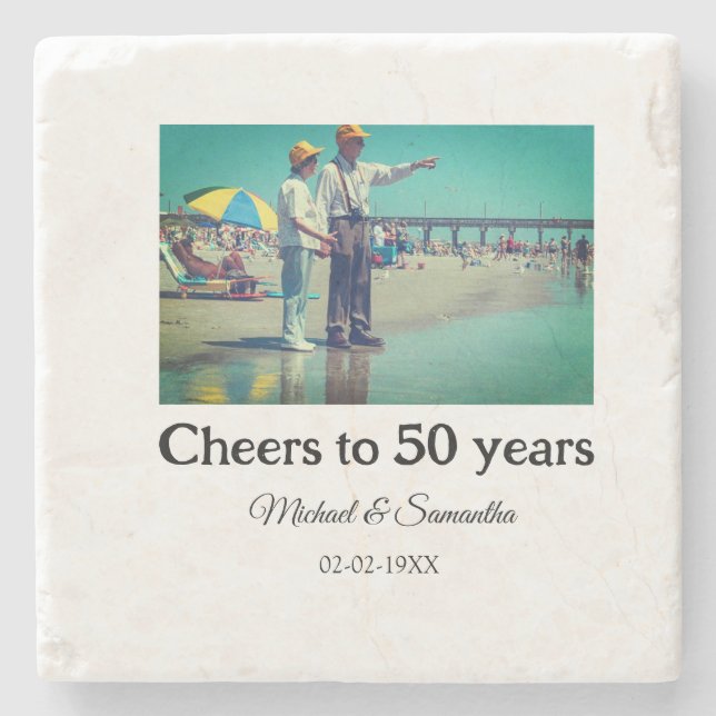 fyrar till 50 år efter att du fyller i fotodatum stenunderlägg (Framsidan)