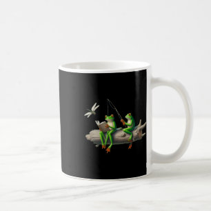 Fyrbent groda på en stock groda fiskar drakflyg Re Kaffemugg