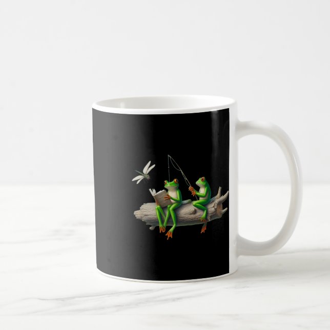 Fyrbent groda på en stock groda fiskar drakflyg Re Kaffemugg (Höger)