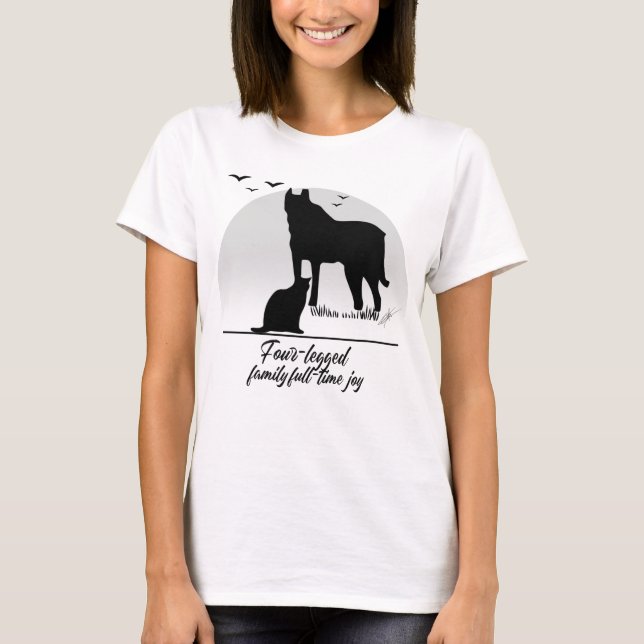 Fyrbenta familj, fullständig glädje t shirt (Framsida)
