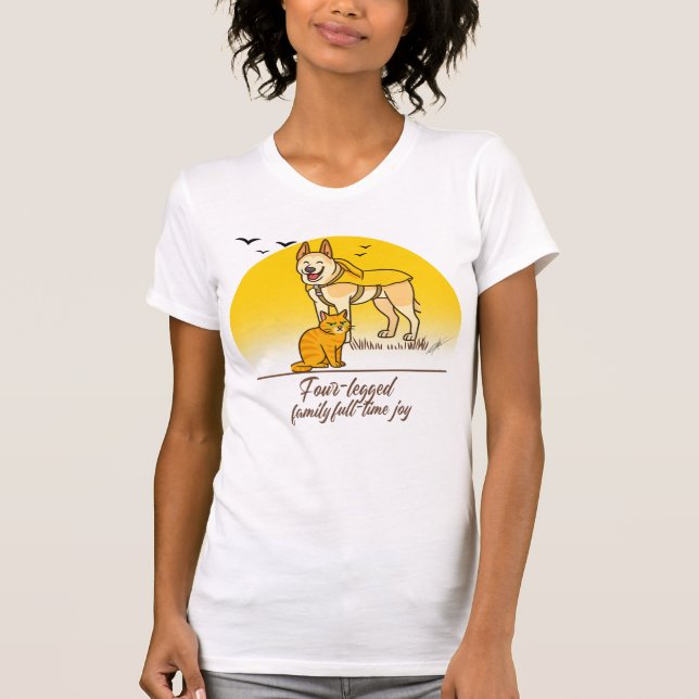 Fyrbenta familj, fullständig glädje t shirt (Framsida)