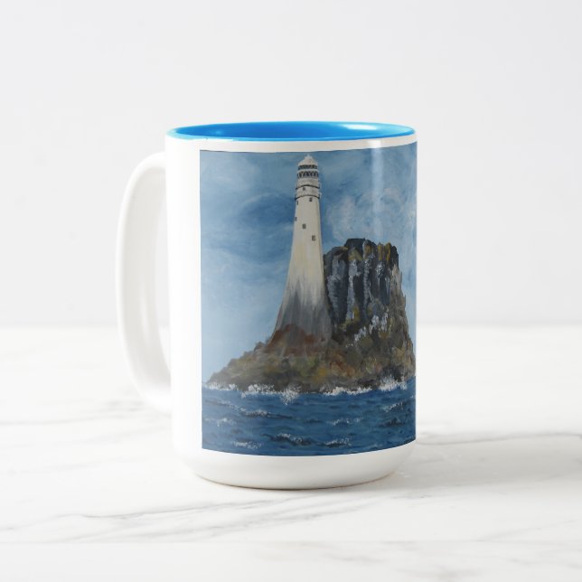 Fyren Fastnet, Irland, Irländska sjön, Plaque Två-Tonad Mugg (Framsida vänster)