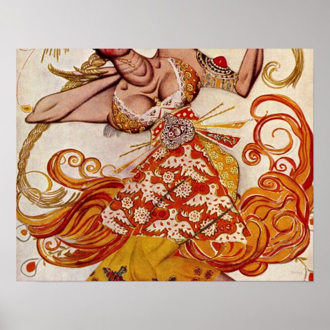 Fyrfågeln av Leon Samoilovitch Bakst Poster (Framsidan)