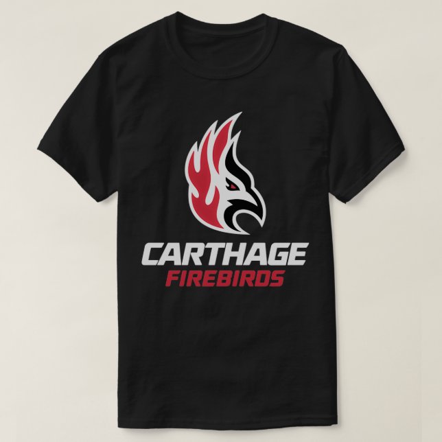 Fyrfåglar i Carthage Athletics Team merch T Shirt (Design framsida)