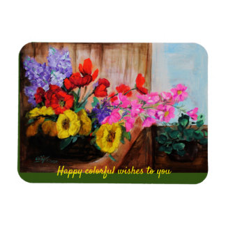 Fyrfärgad blomma basket Flexible Photo Magnet
