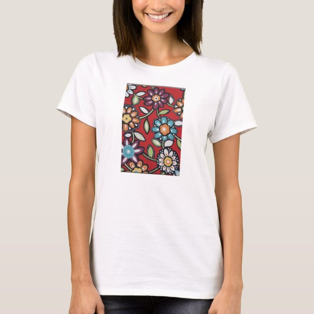 Fyrfärgad hippie-blomstergaranti tee shirt (Framsida)