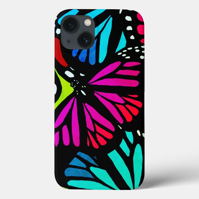 Fyrfärgad Monarch Butterfly Phone Case rosa blue (Baksida)