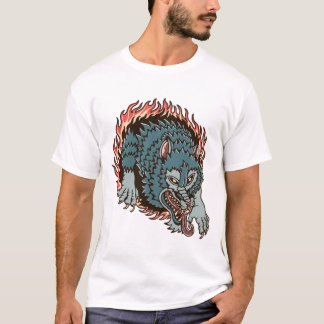 Fyrfärgad tatueringsillustration för helvetets var t shirt