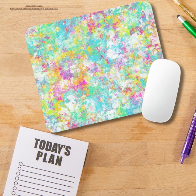 Fyrfärgad vattenfärgsfärgning, färgfärgfärgning, b musmatta (Colorful watercolor painted mouse pad. Back to school)