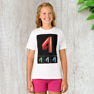 Fyrfärgat nummer fyra flickor T-Shirt