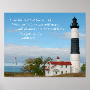 Fyrfoto med den John 8:12 Poster