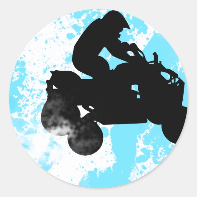 fyrhjulingar. runt klistermärke (Framsida)