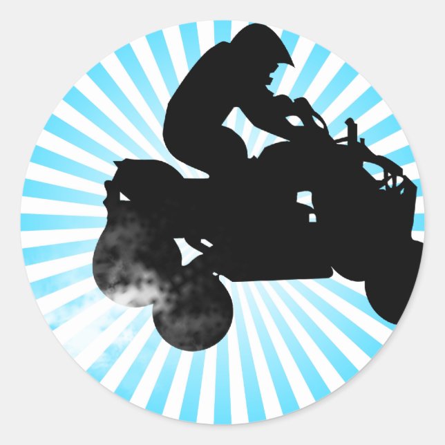 fyrhjulingar. runt klistermärke (Framsida)