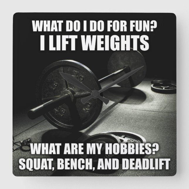 Fyrkant, bänk, deadlift - Kraftfull motivation Fyrkantig Klocka (Framsida)