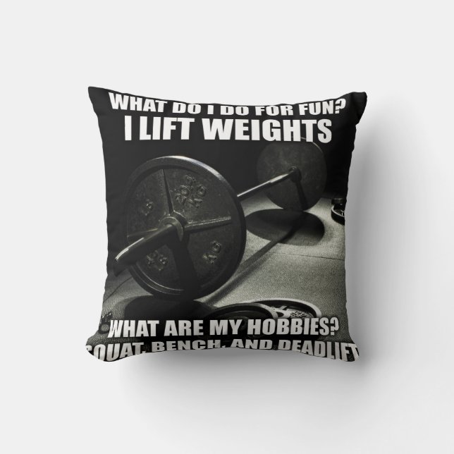 Fyrkant, bänk, deadlift - Kraftfull motivation Kudde (Framsida)