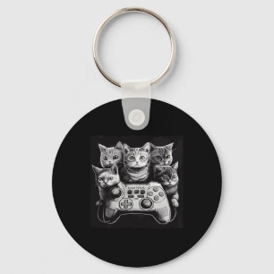 Fyrkant Cat Video Game Controller Square Nyckelring
