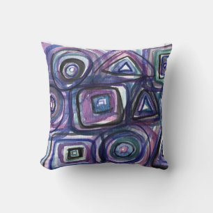 Fyrkant och cirklar Retro Vatten Färg Pillow Kudde