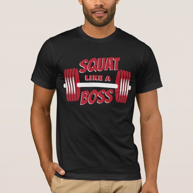 Fyrkant som en Chef Red Barbells Fitness Training T Shirt (Framsida)