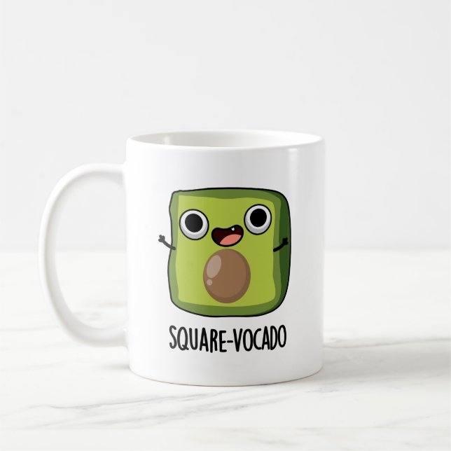 Fyrkant-vocado Rolig Kub Avokado Puns Kaffemugg (Vänster)