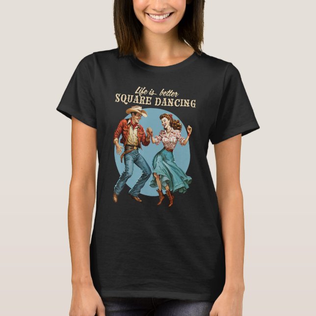 Fyrkantdans Country Western-dans T Shirt (Framsida)