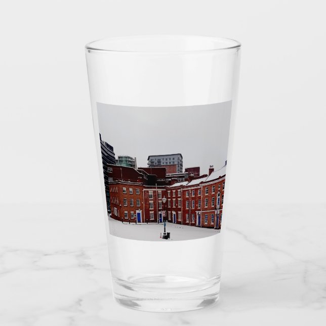 Fyrkanten i snö glaskopp (Framsida)