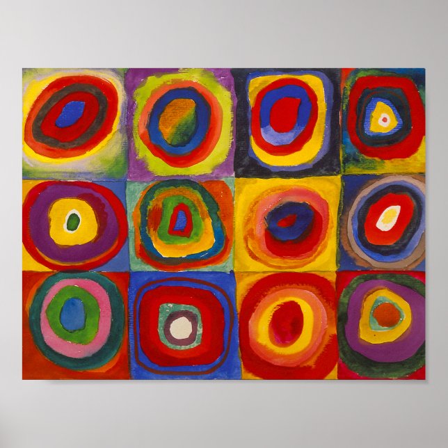 Fyrkanter med koncentriska cirklar | Kandinsky | Poster (Framsidan)