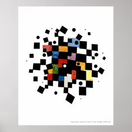 Fyrkanter och cirklar abstrakt II Poster