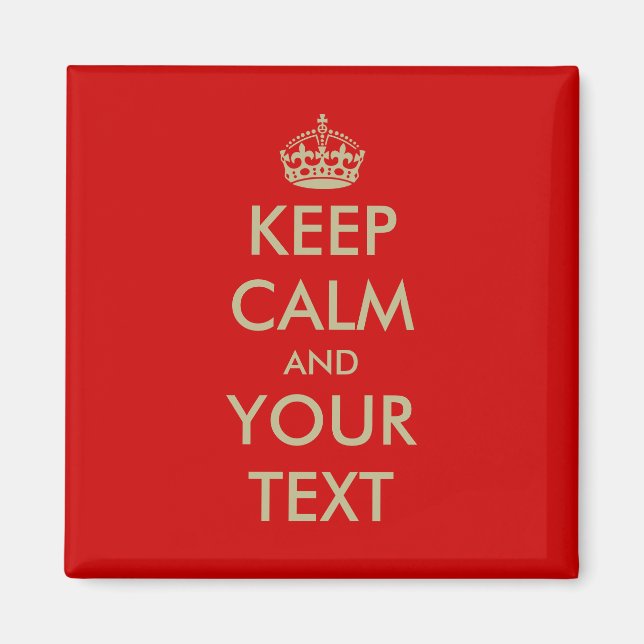 Fyrkantig Behålla lugn med faux guld brev Magnet (Framsidan)