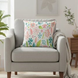 Fyrkantig Blommigt för Rosa och skalning Kudde