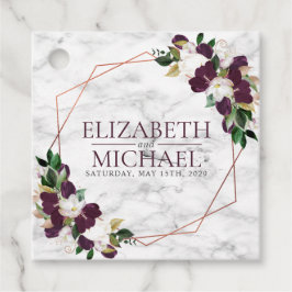 Fyrkantig burgundisk koppar Geometric Marble Bröll Gåvor Etiketter