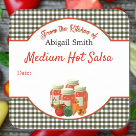 Fyrkantig dekal för konserverad salsa och grönsake fyrkantigt klistermärke