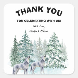 Fyrkantig fästpunkt för Forest Animals Baby Shower Fyrkantigt Klistermärke