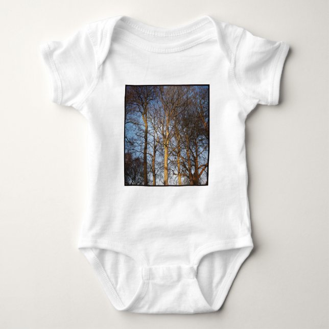 Fyrkantig Foto - Solbelysta Vinterträd Tee Shirt (Framsida)