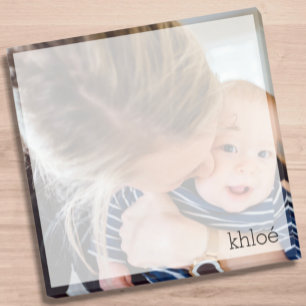 Fyrkantig fotodesign med eget namn post-it block
